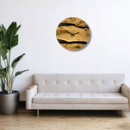 Wood Epoxy Resin Clock, Rectangle Modern Wall Cool Designer Clocks, Oversized Art - thumbnail 2