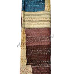 Hand Stitched Indian Cotton Patchwork Quilt Throw Blanket - Reversible Boho Bedding - thumbnail 4