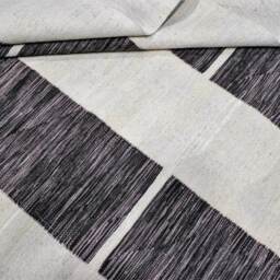 Minimalist Kilim Rug, Black & Brown Striped Rug, Custom Handmade Wool Area - thumbnail 4