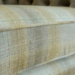 British Handmade Beige Mustard Tartan Wool Fabric Chesterfield Snuggle Armchair, Loveseat - thumbnail 4
