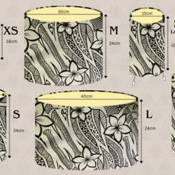 White & Black Samoan Floral Lampshade - Tropical Tribal Polynesian Design Lamp - thumbnail 4