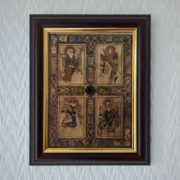 "Four Evangelists - Book Of Kells Handmade Reproduction On Canvas Insular Art Celtic Christian Mysticism 8""x10" - thumbnail 1
