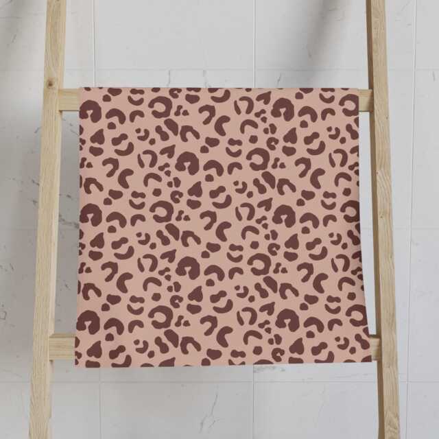 Hand Towel, Leopard Print, Sable Red Blush Pink, Safari Bathroom Decor, Animal Print Towels, Cheetah Kitchen Tea Dish - image 1