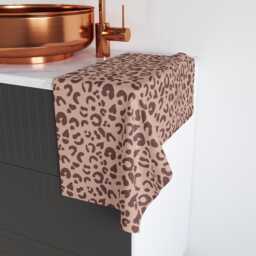 Hand Towel, Leopard Print, Sable Red Blush Pink, Safari Bathroom Decor, Animal Print Towels, Cheetah Kitchen Tea Dish - thumbnail 4
