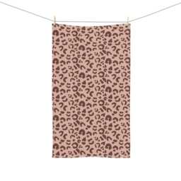 Hand Towel, Leopard Print, Sable Red Blush Pink, Safari Bathroom Decor, Animal Print Towels, Cheetah Kitchen Tea Dish - thumbnail 3