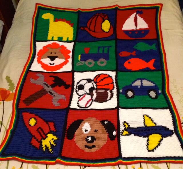 Big Boy Blanket - Afghan Picture Ready To Ship 39 X 51 Inches - image 1