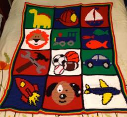 Big Boy Blanket - Afghan Picture Ready To Ship 39 X 51 Inches - thumbnail 1