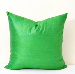 Green Ikat Pillow Cover, Handloom Silk Cotton Cushion - 20x20 - thumbnail 1