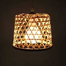 Handwoven Bamboo Basket Pendant Light Rustic Lampshade - W8'' By H6.7'' - thumbnail 2