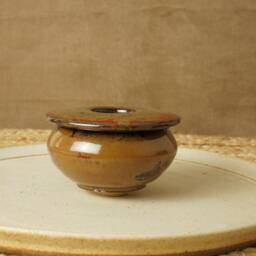 Handmade Ikebana Vase. Red Orange. Kenzan Flower Frog Not Included - thumbnail 3