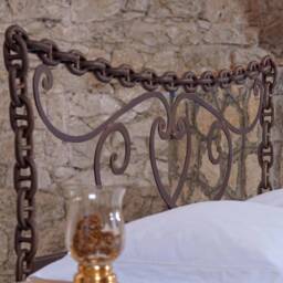 Industrial Metal Bed Frame 160x200 140x200 Galini - Wrought Iron With Chain Detail Handmade - thumbnail 2