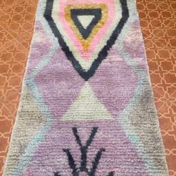 Moroccan Berber Wool Rug Multicolored Tribal Entryway Runner - 2.4 X 9.9 Ft - thumbnail 4