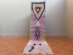 Moroccan Berber Wool Rug Multicolored Tribal Entryway Runner - 2.4 X 9.9 Ft