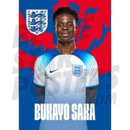 England Saka 22/23 Home Headshot Poster - Officially Licensed Product A4/A3 + Framed Option - thumbnail 1
