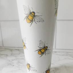 Decoupage Honey Bee Vase White Cylinder Glass Vase, Gift Boxed - thumbnail 3