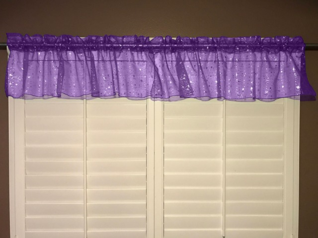 Twinkle Sparkle Shiny Silver Stars On Sheer Tinted Organza Window Valance Curtain Top/Treatment Home D??cor - image 1