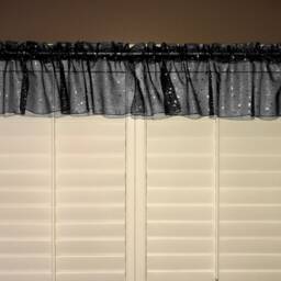 Twinkle Sparkle Shiny Silver Stars On Sheer Tinted Organza Window Valance Curtain Top/Treatment Home D??cor - thumbnail 3