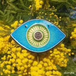 Evil Eye Wall Hanging Ceramic, Protection Amulet, Evil Protection, Talisman, Home Greek Souvenir - thumbnail 2