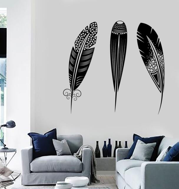 Wall Vinyl Decal Feather Romantic Ethnic Amazing Bedroom Cool Decor Mural Art 1490Dz - image 1