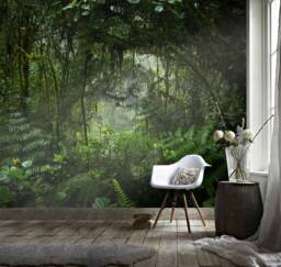 3D Rainforest Wallpaper Mural, Peel & Stick Green Wall Decor - thumbnail 1
