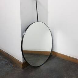 Orbis??? Ceiling Hanging Suspended Round Mirror With Blackened Stainless Steel Frame - thumbnail 3