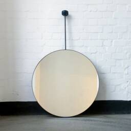 Orbis??? Ceiling Hanging Suspended Round Mirror With Blackened Stainless Steel Frame - thumbnail 2