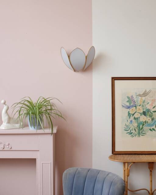 Flower Wall Lamp - Baby Blue & Gold - image 1