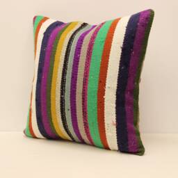 Moroccan Pillow 20x20 Turkish Kilim Home Cushion Decorative Boho Cover Accent, Cover, Pillows, Rustic, Interior Chair 4Ef-113 - thumbnail 3