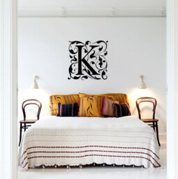Monogram Initials Motif Symbol Vinyl Adhesive Sticker Wall Tattoo Art Home Interior Decor - thumbnail 1