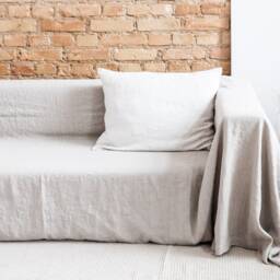 Linen Couch Slipcover. Extra Big Cover in Natural Linen Color. Sofa Blanket. Blanket For Gift. Softened Throw 47 Colors - thumbnail 2
