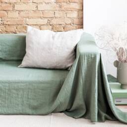 Linen Couch Slipcover. Extra Big Cover in Natural Linen Color. Sofa Blanket. Blanket For Gift. Softened Throw 47 Colors - thumbnail 3