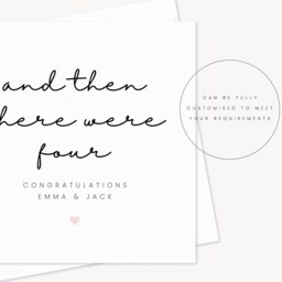 And Then There Were Three New Baby Card - Personalised Neutral Girl Boy Welcome To The World Congratulations - thumbnail 2