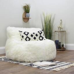Faux Fur Bean Bag Chair Handmade Adult & Kids Seating, Beans Included
