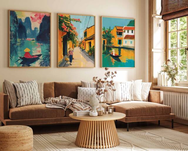 Set Of 3 Vietnam Poster Set, Vietnamese Travel Prints, Art, Decor, Asia Southeast Wall Art - image 1