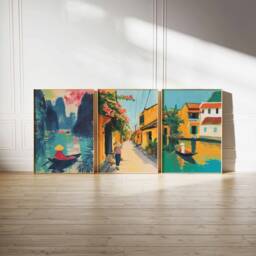 Set Of 3 Vietnam Poster Set, Vietnamese Travel Prints, Art, Decor, Asia Southeast Wall Art - thumbnail 2