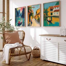 Set Of 3 Vietnam Poster Set, Vietnamese Travel Prints, Art, Decor, Asia Southeast Wall Art - thumbnail 3