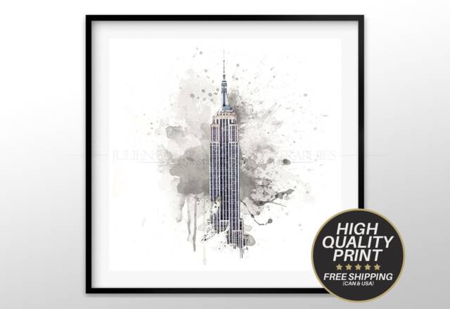 Empire State Building Illustration, Manhattan Art Print, Home Decor - image 1