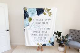 Gift From Kids, Grandma Quote, Custom Quote Blanket, Christmas Present, Floral Style Personalized Mom