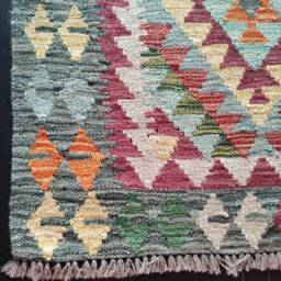 Handmade Kilim Runner, Classic Artisan Afghan Turkish Aztec Navajo Natural Wool Runner Rug 199x85 cm - thumbnail 4