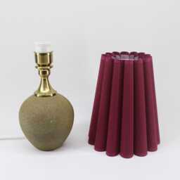 Handmade Burgundy Fabric Lamp Copper Ceramic Base, Home Decor-35# - thumbnail 2
