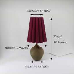 Handmade Burgundy Fabric Lamp Copper Ceramic Base, Home Decor-35# - thumbnail 3