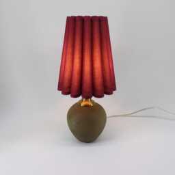 Handmade Burgundy Fabric Lamp Copper Ceramic Base, Home Decor-35# - thumbnail 4