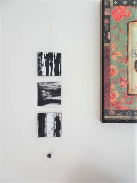 Wall Art. Triptych. Soulages Style Painting. Drawing Black Paint. Unique Gift. Unisex Wife Man Gift - image 1