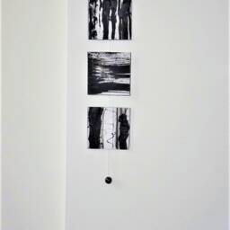 Wall Art. Triptych. Soulages Style Painting. Drawing Black Paint. Unique Gift. Unisex Wife Man Gift - thumbnail 3