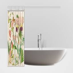 Botanical Shower Curtain Pink Purple Orchards Wet Room Decor Bell Flowers Collage New Home Gift For Mom Gardener - thumbnail 3