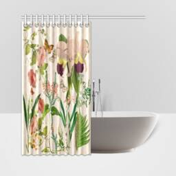 Botanical Shower Curtain Pink Purple Orchards Wet Room Decor Bell Flowers Collage New Home Gift For Mom Gardener - thumbnail 2