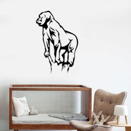Wall Vinyl Decal Jungle Landscape Tropical Animals Gorilla Decor Ethnic Modern Sketch Home Art - #1249De - thumbnail 2