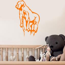 Wall Vinyl Decal Jungle Landscape Tropical Animals Gorilla Decor Ethnic Modern Sketch Home Art - #1249De - thumbnail 3