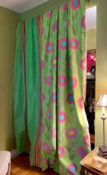 Designers Guild Silk Curtain Panels Lime Green Pink Stripe