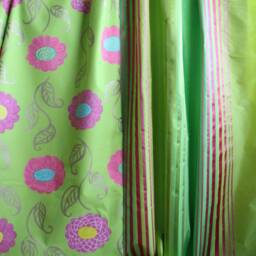 Designers Guild Silk Curtain Panels Lime Green Pink Stripe - thumbnail 2